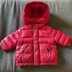 Ralph Lauren Red and Navy Hooded Puffer Jacket